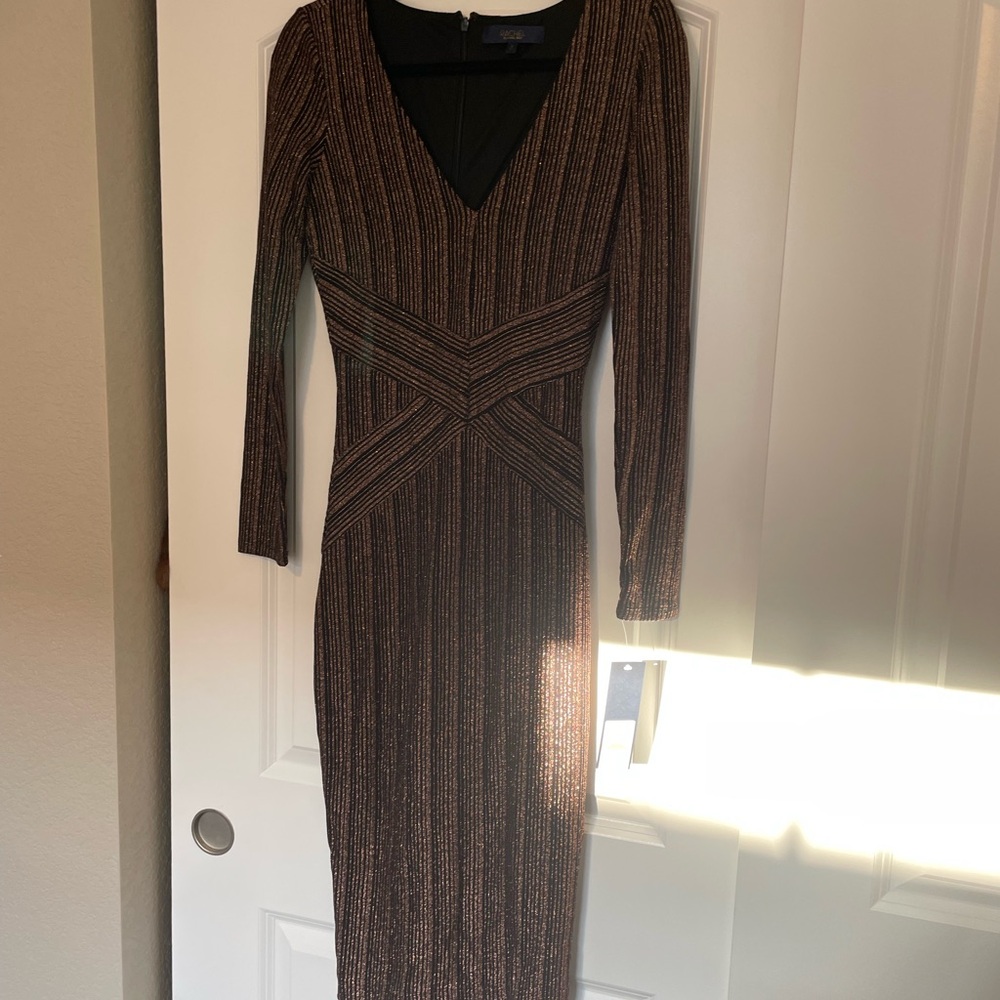 Black and Bronze Striped Dress